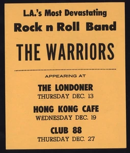 LA'S Most Devastating ROCK N ROLL BAND - THE WARRIORS - apareciendo en Hong Kong - Imagen 1 de 2