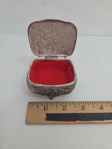 Japanese Vintage Silver Metal Footed Jewelry/Trinket Box - Picture 1 of 7