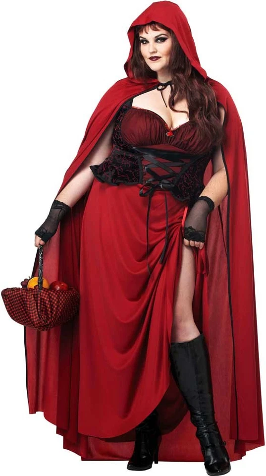Disfraz de Caperucita Roja Oscura Talla Grande para Mujer Vestido Capa Larga Halloween 01719 Foto 1 de 1