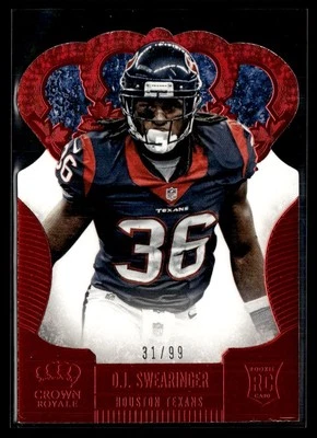 2013 Panini Crown Royale Rookie Red D.J. Swearinger RC 31/99 Houston Texans #134 - Image 1 of 2