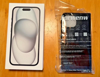 Apple iPhone 15  128GB - Black (T-Mobile)  New Sealed - With Leather Wallet - Image 1 of 4