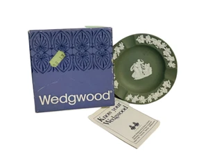 Wedgwood plate ashtray Green ash tray Jasperware candy dish nut vtg angel BOX - Picture 1 of 6