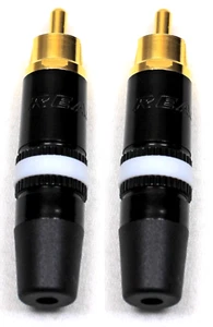 (2) Original REAN NYS373-9 RCA Stecker Phono Stecker schwarz mit Goldkontakt weißer Ring - Bild 1 von 4
