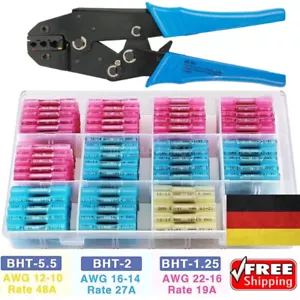 200x Schrumpfverbinder Quetschverbinder Stoßverbinder Crimpzange Kabelverbinder - Bild 1 von 21