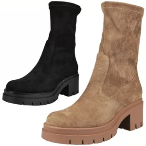 Botines Zapatos Imitación Gamuza Cómodos Grueso Agarre Tacón Estirado Cremallera Mujeres Tallas - Imagen 1 de 7