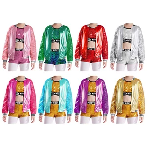 Kids Sweatshirt Party Jacket Sequin Coat Long Sleeve Blouse Gift Top Sport Show - Picture 1 of 71