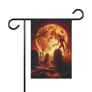 Halloween Monster Moon graveyard Garden & House Banner - Picture 1 of 5