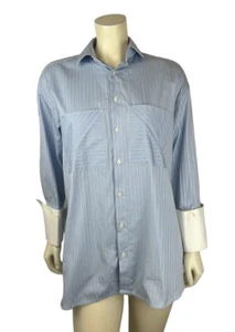 Palmer Harding Stripe Shirt Size 4 6 Cuffed Blue White Long Sleeve Button Down - Picture 1 of 11