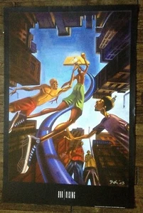Justin Bua HAND SIGNED Urban African American Basketball Poster "Rising" 24x36 - Picture 1 of 2