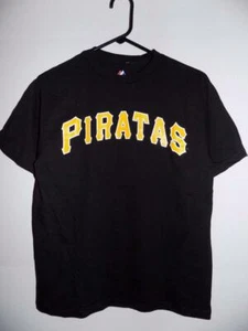 Camiseta de los Piratas de Pittsburgh oficial juvenil Majestic MLB marca denominativa negra nueva con etiquetas - Imagen 1 de 3