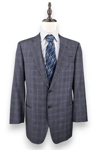 Armani Collezioni Gray Windowpane 100% Wool 2 Button Suit Jacket Mens 42L - Picture 1 of 20