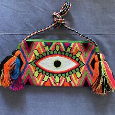 Authentic 100% Wayuu Crossbody Clutch Bag Medium evil eye crossbody bag Rainbow