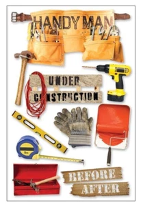 PEGATINAS 3D CASA DE PAPEL - HOMBRE PRÁCTICO - 10 PIEZAS, martillo, cinta métrica, cinturón de herramientas - Imagen 1 de 1