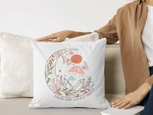 Good Vibes Moon Hypoallergenic Pillowcase Handmade Motivational Boho Home Decor - Picture 1 of 9