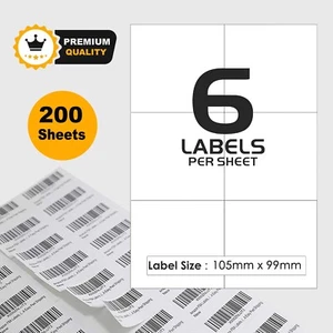 200 Sheets 6 Labels A4 Mailing Address 105 x 99mm Self Adhesive Laser Inkjet - Picture 1 of 7