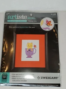 Artiste Mini Counted Cross-stitch Teacup Kitty - Picture 1 of 5
