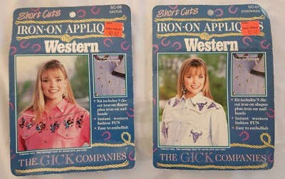 VINTAGE - CONJUNTO de 2 pacotes - Apliques de ferro WESTERN Southwest - CACTUS SKULL - Imagem 1 de 4