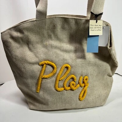 ENVY Punto Amarillo 'Play' BOLSO DE PLAYA BOLSO DE MANO LLEVAR ARPILLERA BROCHE DE PRESIÓN 19 X 16 Artesanal Nuevo Foto 1 de 4