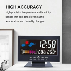 Auto Set Digital Alarm Clock Color DisplayThermometer Hygrometer Weather Display - Picture 1 of 7