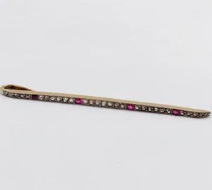Colgante art deco oro 18k punta diamante talla rosa y rubíes calibrados (1920) - Imagen 1 de 6