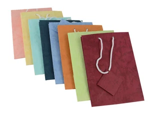 Mixed Colours Drawstring Gift Bags with Tags for Shops, Parties, Favours 75x88mm - Picture 1 of 7
