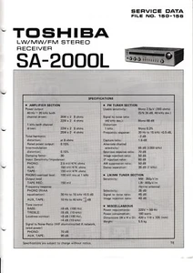 Manual de servicio instrucciones para Toshiba SA-2000 L - Imagen 1 de 1
