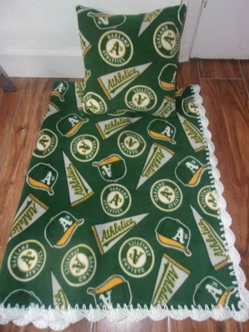 OAKLAND A'S MLB BABY-TODDLER-BLANKET-FLEECE-CROCHET-EDGE * PILLOW COVER Cover