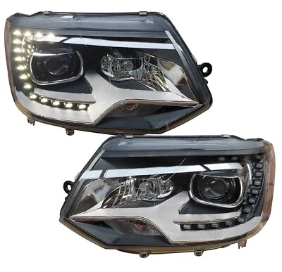 Scheinwerfer Set für VW T5 09-15 H7 Halogen Volkswagen Led Tagfahrlicht Depo - Bild 1 von 4