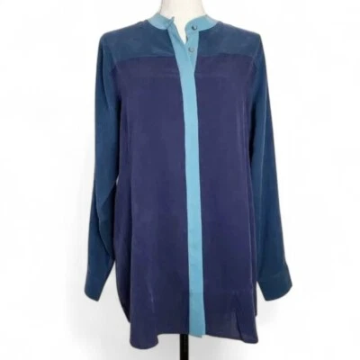 Soft Surroundings 100% Silk Color Panel Button Down Shirt Women's Office Wear M - Image 1 of 4