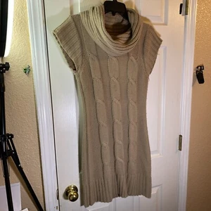 Pink Republic Women XL Sweater Dress Pullover Cowl Neck Cable Knit Sleeveless - Picture 1 of 11