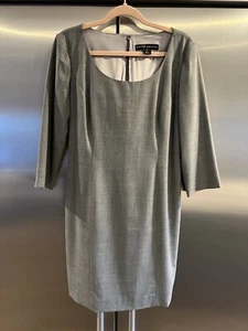 Ralph Lauren 12 Black Label Gray Dress Wool Elastane 3/4 Sleeve Back Zip - Picture 1 of 12