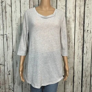 ASOS Scoop Neck Long T-shirt Tee SMALL Semi Sheer Heather Gray 3/4 Sleeve - Picture 1 of 6