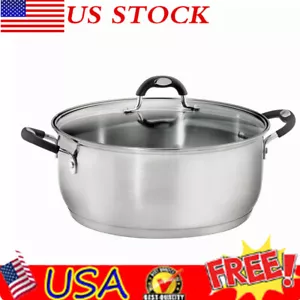 9 Quart Stainless Steel Dutch Oven Cookware Pan Kitchen Stock Pot with Lid US - Picture 1 of 9