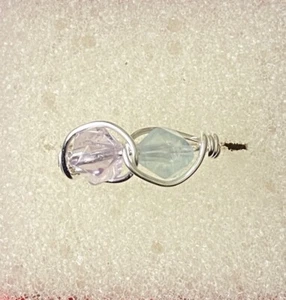 Silver Flourite Gemstone Ring ~ Size O - Picture 1 of 5