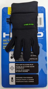 HEAD Kids Touchscreen Gloves BLACK/GREEN Small S/P/CH 4-6 Unisex Silicone Palm - Picture 1 of 4