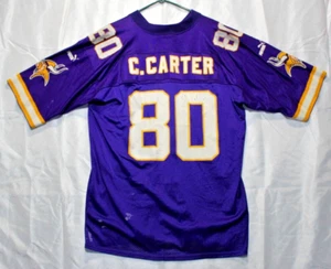 Vintage Puma 90s Herren Lila NFL Cris Carter MN Vikings 80 L Getragen Trikot - Bild 1 von 15