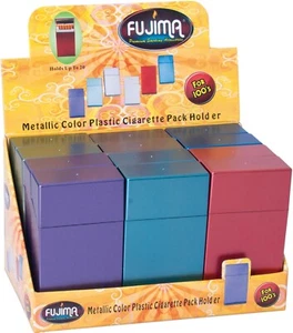 12 Mix Metallic Farbe Top Flip Open Kunststoff Zigarettenetui Packung Halter 100mm - Bild 1 von 9