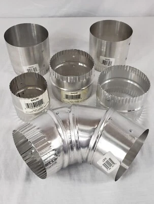 Lote de 6 extensiones de conducto de aluminio Deflecto y piezas de codo de 4" y 3" varias longitudes Foto 1 de 4