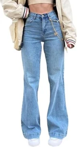 Women's High Waist Bell Bottoms Flared Y2k Denim Jeans Pants - Picture 1 of 18