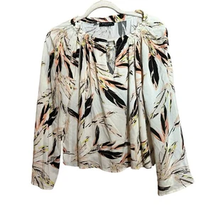 Blusa Maven West Top Mujer XS Multicolor Pluma Abstracto Estampado Cerradura Frontal - Imagen 1 de 6
