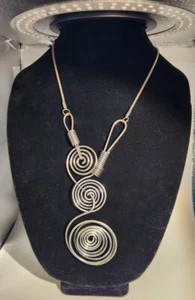 Handmade Artistic Metal Spiral Wire Necklace - Picture 1 of 6