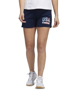 Adidas Women's Collegiate Navy Blue Americana Drawstring Shorts M NEW $25 HT4056 - Imagen 1 de 2