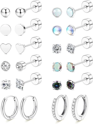 Hypoallergenic Surgical Steel Flat Back Earrings for Sensitive Ears 20G - Image 1 of 4