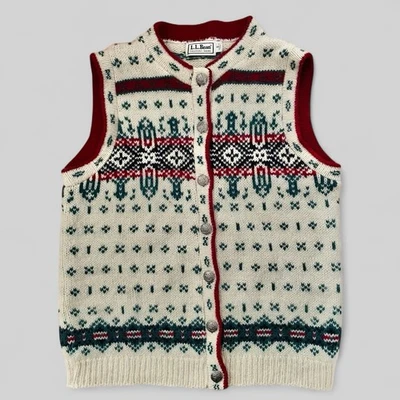 VTG LL Bean Wool Knit Sweater Vest Nordic Fair Isle Cottagecore USA Women’s S - Image 1 of 4