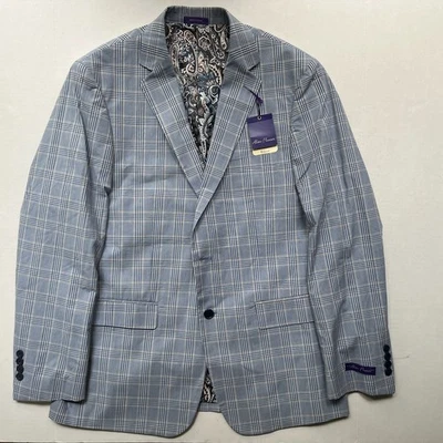 Chaqueta Blazer Alan River Para Hombre 42R Azul Cuadros Algodón Abrigo Deportivo Nuevo con Etiquetas LEER Foto 1 de 4