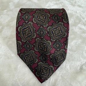 Pierre Balmain Silk Men's Necktie Paris Burgundy w/ Green, Tan, Blue, Beigh Geo. - Picture 1 of 6