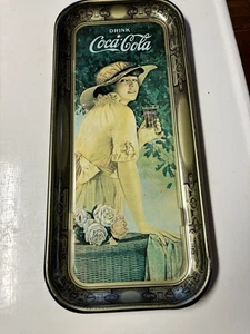 Vintage Drink Coca Cola Woman Metal Serving Tray 19'' X 8.5''/Rectangle - Picture 1 of 4