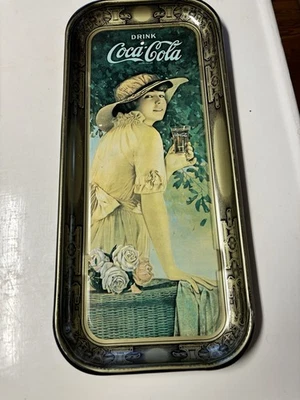 Vintage Drink Coca Cola Woman Metal Serving Tray 19'' X 8.5''/Rectangle - Image 1 of 4