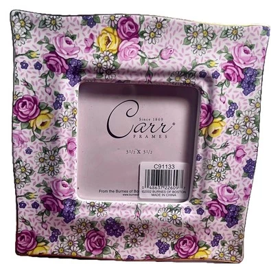 Burnes Of Boston/Carr Photo Frame Julia Chintz Floral NIB Rose Square  3.5"x3.5" - Image 1 of 4