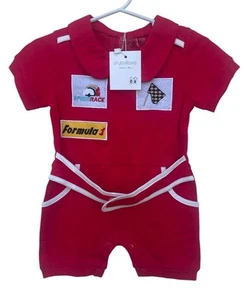 Stylesilove NWT Baby Girl Boy Size 80 cm US 12-18M Red Romper Racing Appliqués - Picture 1 of 7